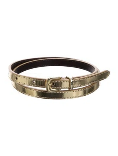 Pre-owned Sézane Skinny Patent Leather Waist Belt In Gold
