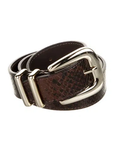Pre-owned Sézane Skinny Python Belt In Brown