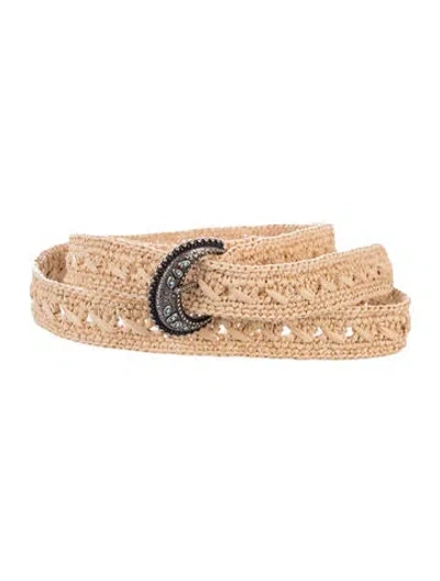 Pre-owned Sézane Skinny Raffia Belt In Neutral