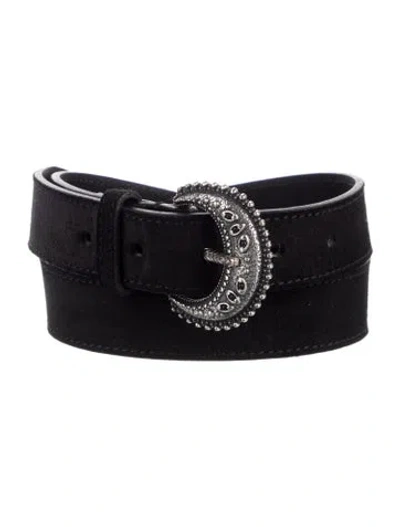 Pre-owned Sézane Skinny Suede Belt In Black