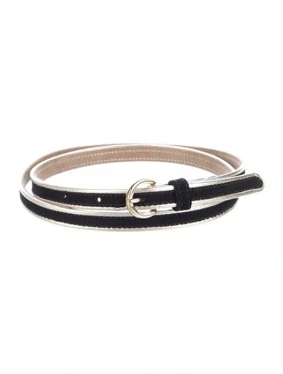 Pre-owned Sézane Skinny Suede Belt In Black