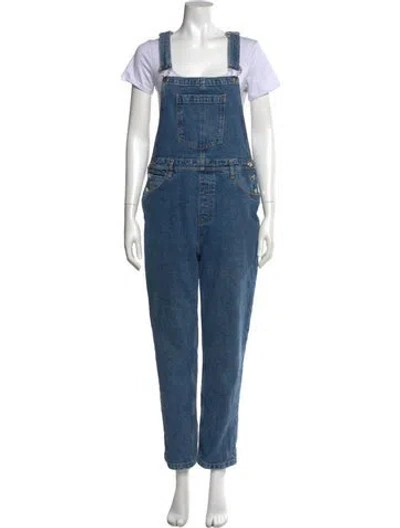 Pre-owned Sézane Square Neckline Jumpsuit In Blue