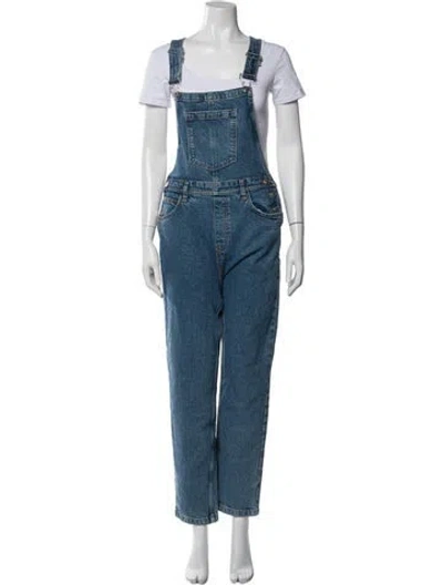 Pre-owned Sézane Square Neckline Jumpsuit In Blue