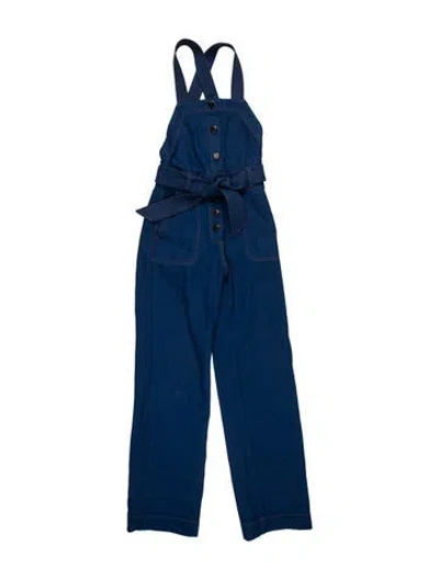 Pre-owned Sézane Square Neckline Jumpsuit In Blue