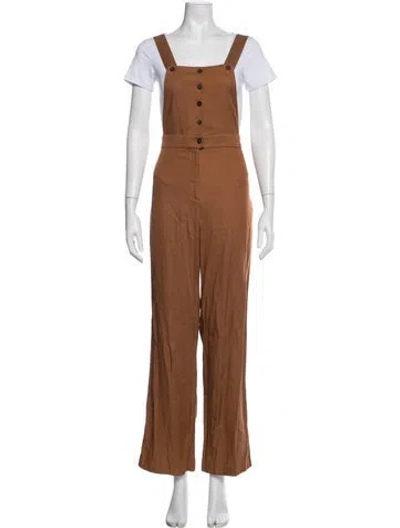 Pre-owned Sézane Square Neckline Jumpsuit In Brown
