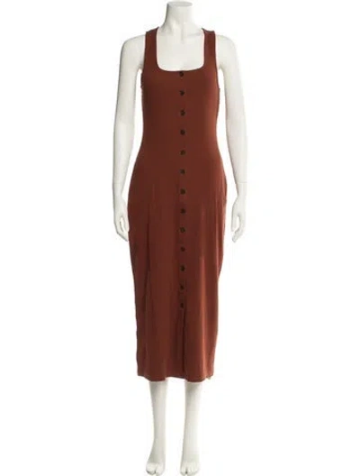 Pre-owned Sézane Square Neckline Long Dress W/ Tags In Brown