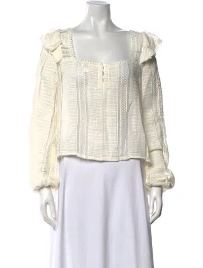 Pre-owned Sézane Square Neckline Long Sleeve Blouse In Neutral