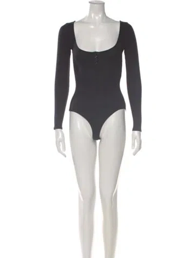 Pre-owned Sézane Square Neckline Long Sleeve Bodysuit In Gray