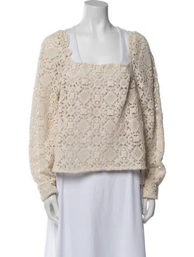 Pre-owned Sézane Square Neckline Long Sleeve Sweatshirt In Neutral