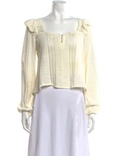 Pre-owned Sézane Square Neckline Long Sleeve Top In Neutral