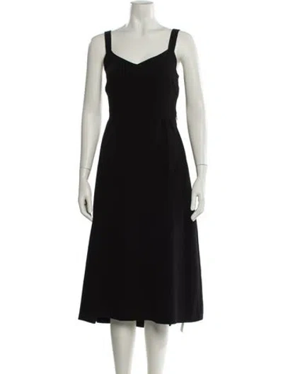 Pre-owned Sézane Square Neckline Midi Length Dress In Black