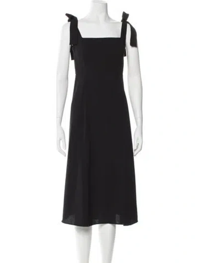 Pre-owned Sézane Square Neckline Midi Length Dress In Black