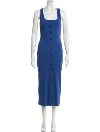 Pre-owned Sézane Square Neckline Midi Length Dress In Blue