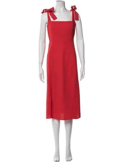 Pre-owned Sézane Square Neckline Midi Length Dress In Red