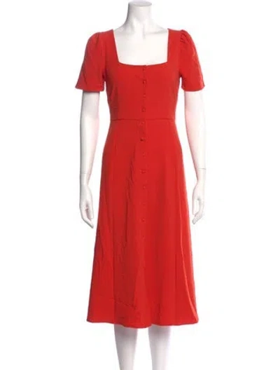 Pre-owned Sézane Square Neckline Midi Length Dress W/ Tags In Orange