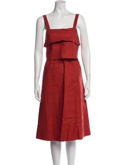 Pre-owned Sézane Square Neckline Midi Length Dress W/ Tags In Orange