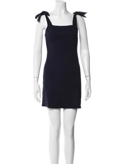 Pre-owned Sézane Square Neckline Mini Dress In Blue