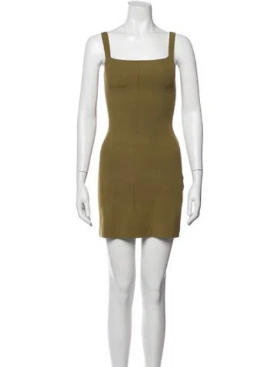 Pre-owned Sézane Square Neckline Mini Dress W/ Tags In Green