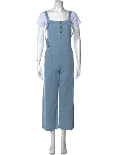 Pre-owned Sézane Square Neckline Overalls In Blue
