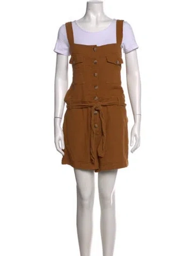 Pre-owned Sézane Square Neckline Romper W/ Tags In Brown