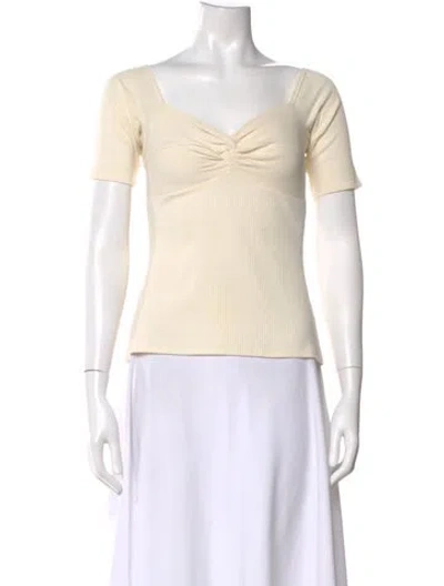 Pre-owned Sézane Square Neckline Short Sleeve Top In Neutral