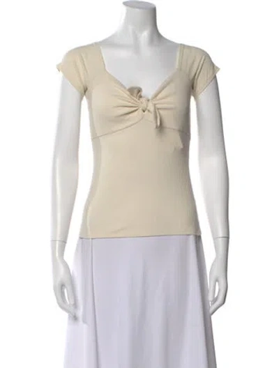Pre-owned Sézane Square Neckline Short Sleeve Top In Neutral