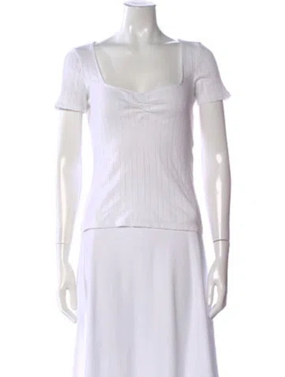 Pre-owned Sézane Square Neckline Short Sleeve Top In White