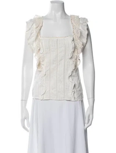 Pre-owned Sézane Square Neckline Sleeveless Blouse In White