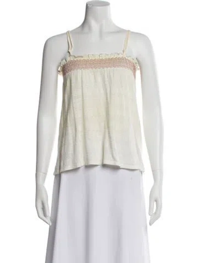Pre-owned Sézane Square Neckline Sleeveless Crop Top In Neutral