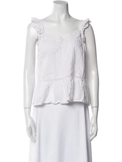 Pre-owned Sézane Square Neckline Sleeveless Crop Top In White