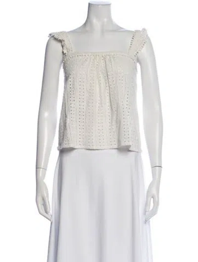 Pre-owned Sézane Square Neckline Sleeveless Top In Neutral