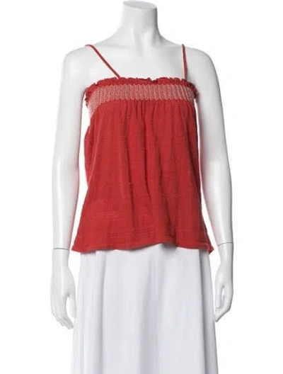 Pre-owned Sézane Square Neckline Sleeveless Top In Red