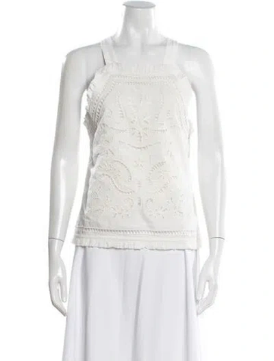 Pre-owned Sézane Square Neckline Sleeveless Top In White