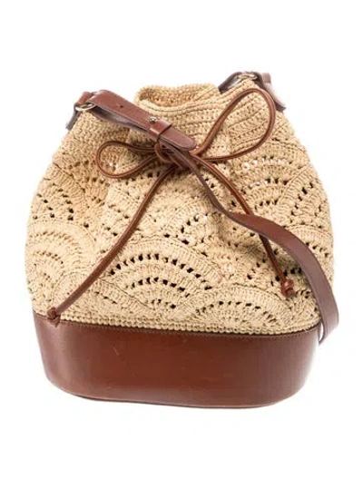 Pre-owned Sézane Straw Bucket Bag In Neutral
