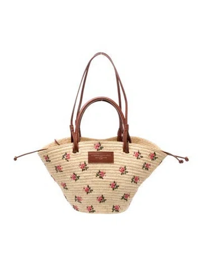 Pre-owned Sézane Straw Bucket Bag In Neutrals