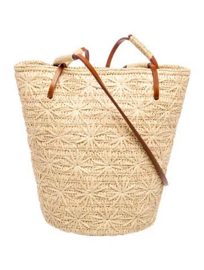 Pre-owned Sézane Straw Bucket Bag In Neutrals