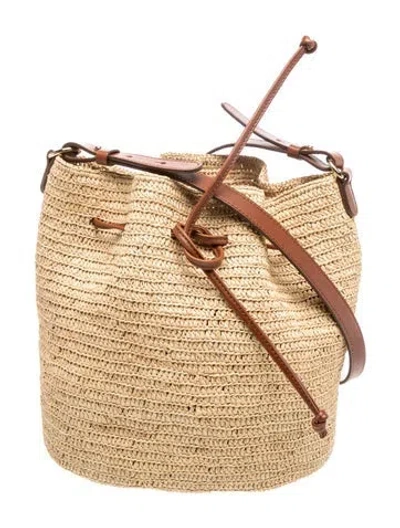 Pre-owned Sézane Straw Bucket Bag In Neutrals