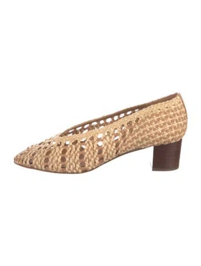 Pre-owned Sézane Straw Patterned Pumps In Neutral