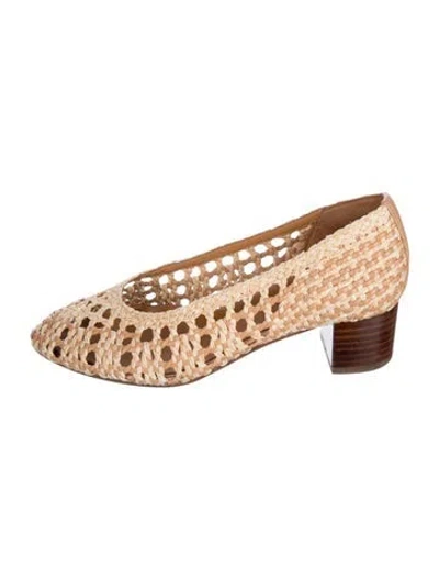 Pre-owned Sézane Straw Patterned Pumps In Neutrals