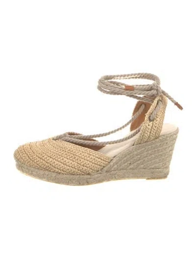 Pre-owned Sézane Straw Slingback Pumps In Neutral