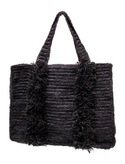 Pre-owned Sézane Straw Tote In Black
