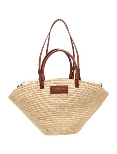 Pre-owned Sézane Straw Tote In Brown/neutrals
