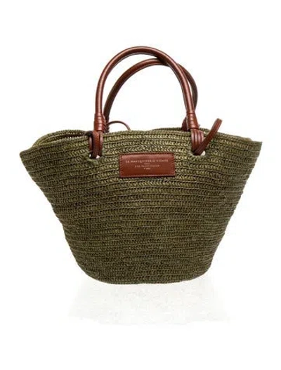 Pre-owned Sézane Straw Tote In Green