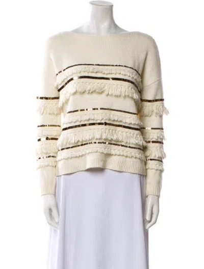 Pre-owned Sézane Striped Bateau Neckline Sweater In Blue