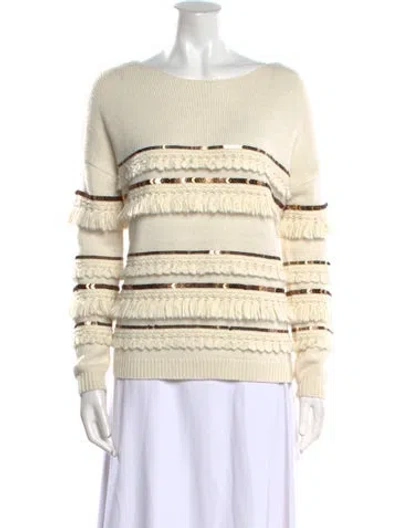 Pre-owned Sézane Striped Bateau Neckline Sweater In Neutral