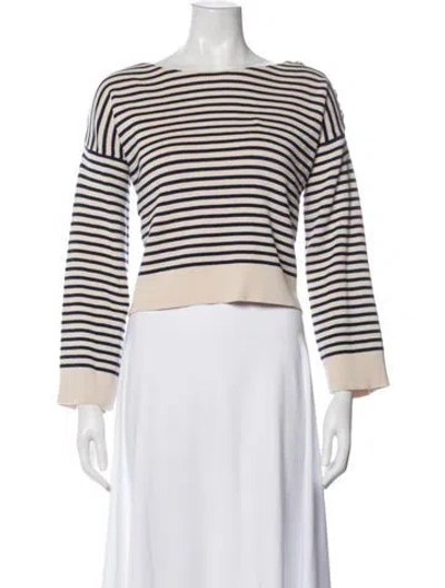 Pre-owned Sézane Striped Bateau Neckline Sweater In Neutral