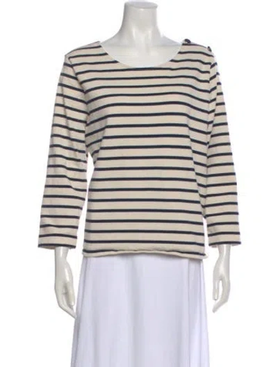 Pre-owned Sézane Striped Bateau Neckline Top In Blue