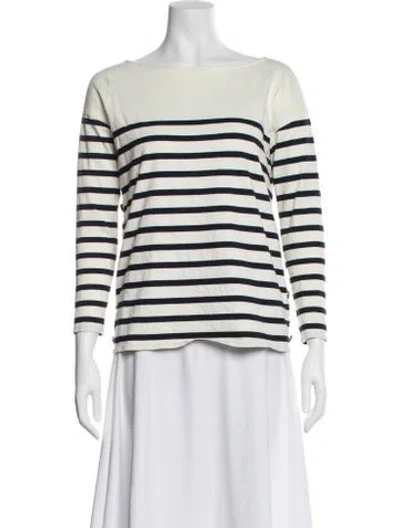 Pre-owned Sézane Striped Bateau Neckline Top In Multi