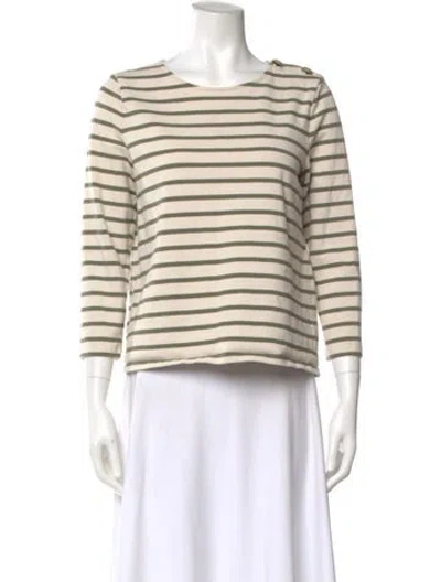 Pre-owned Sézane Striped Bateau Neckline Top In Neutral
