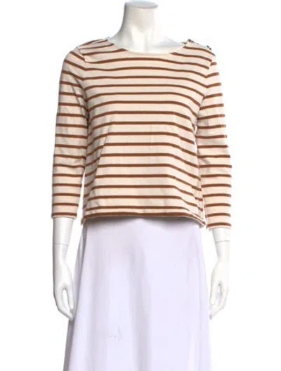 Pre-owned Sézane Striped Bateau Neckline Top In Neutral